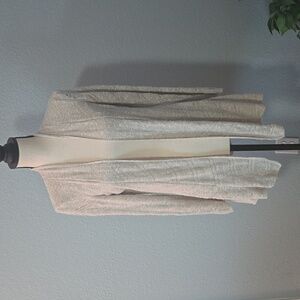 EILEEN FISHER Open Front Cardigan Cotton Linen Blend Cream Sz Petite Lrg